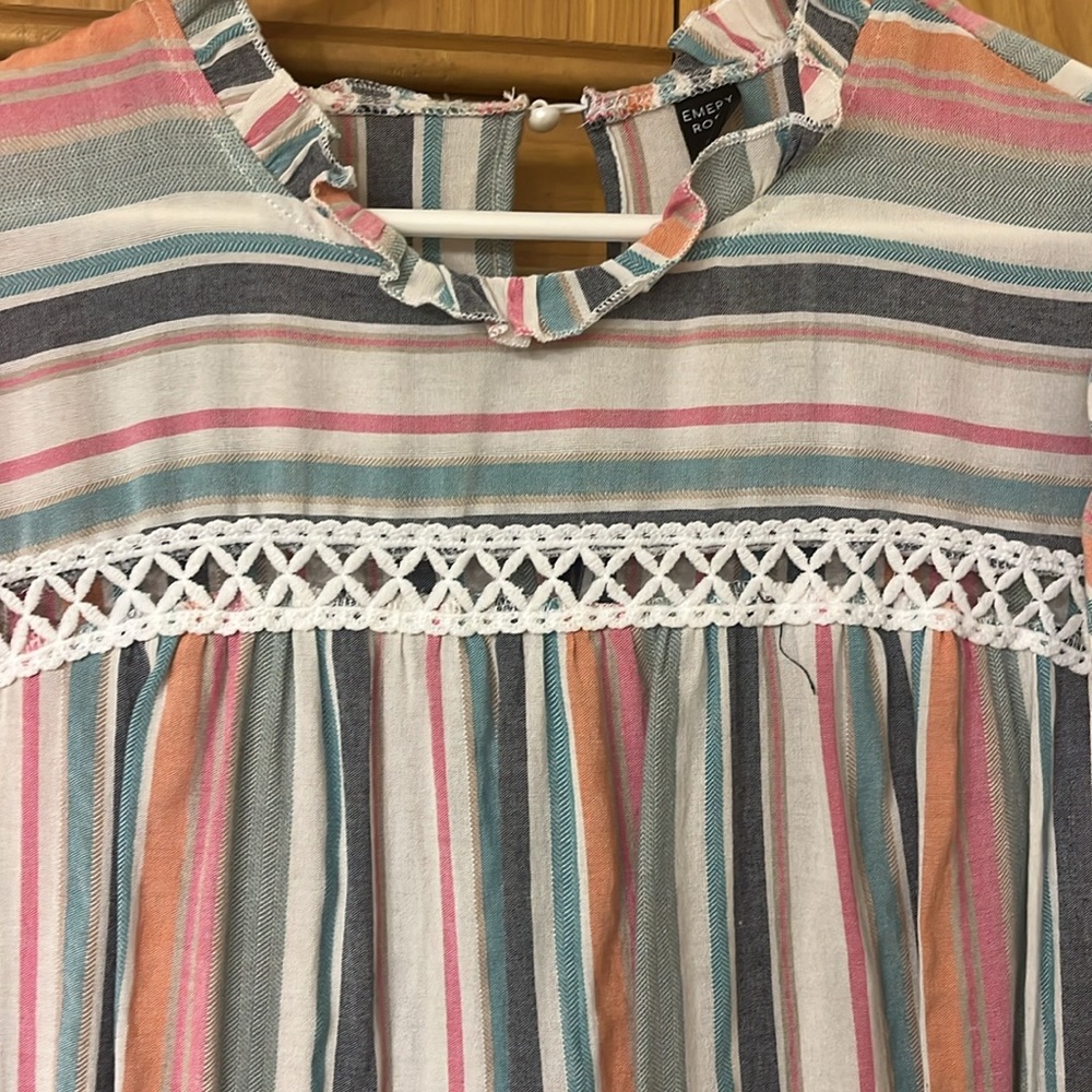 Emery Rose Striped Multicolor Dress with Lace Detail size 3X - Picture 2 of 5